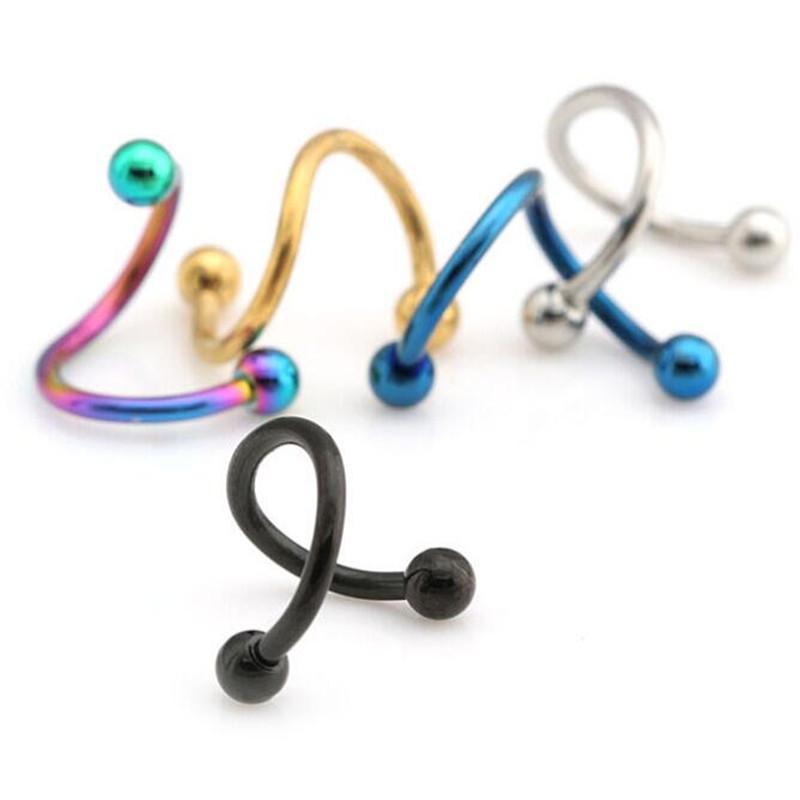 Edelstahlring S-förmiger SBR Spiralnagel Ohrring Augenbrauen Nasenring