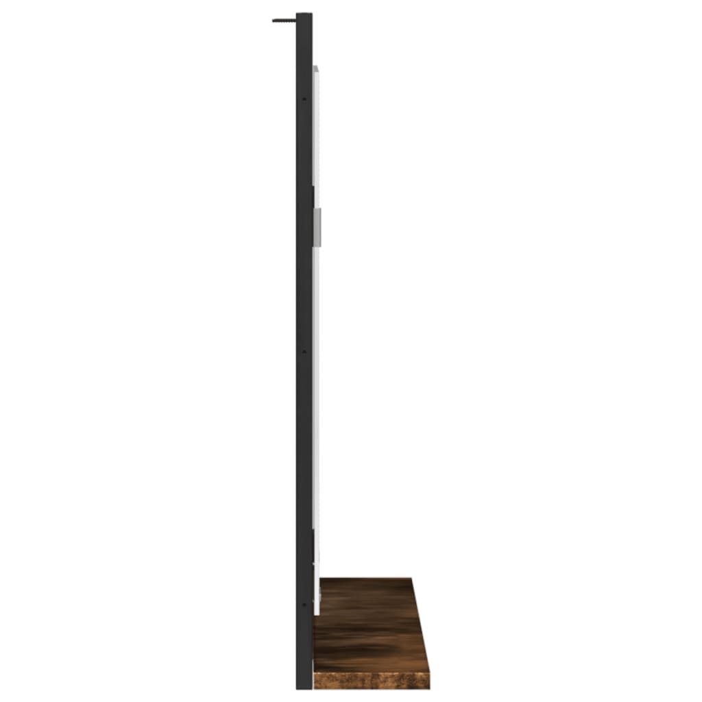 Badezimmerspiegel Mit Regal, Wandspiegel Für Das Badezimmer, Duschspiegel, Rauch-Eiche 50x12x60 Cm Holzwerkstoff