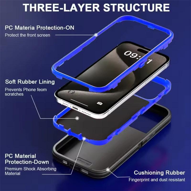 Armor Shockproof Defender Phone Case For iphone 11 12 13 14 15 16 17 Pro Max X XS XR XSMAX 16E 17AIR Hard PC+TPU Back Cover