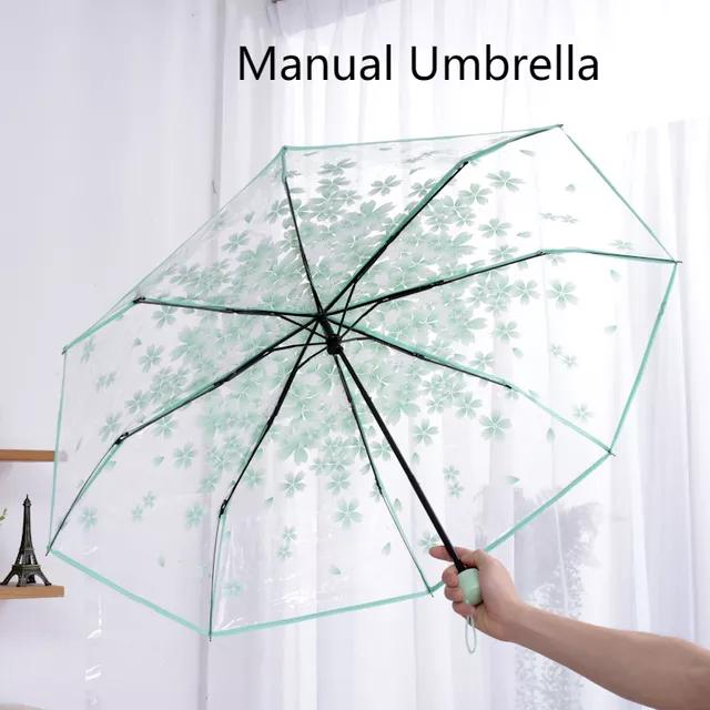 Automatic Umbrella Transparent Manual Umbrella Women's Folding Umbrellas Parasol For Rain And Sun Windproof Business