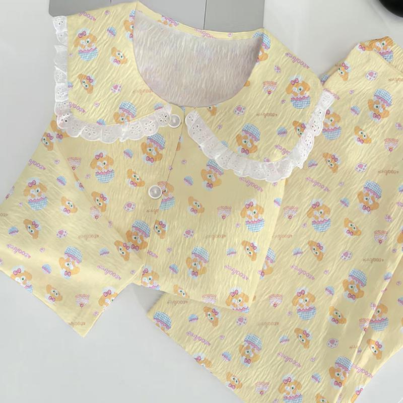 

Милая и милая женская пижама с принтом «кавайи» из хлопка «облако», кружевной воротник, нежная домашняя одежда, новая осенне-зимняя женская пижама XXL бежевый