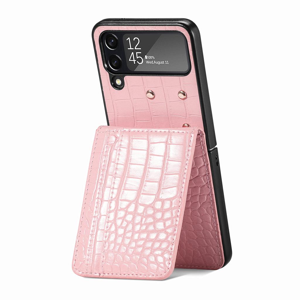 For Samsung Z Flip 4 5G Crocodile Leather Cell Phone Case for Samsung Galaxy Z Flip4 Flip 4 Zflip4 Card Pocket Wallet Bag