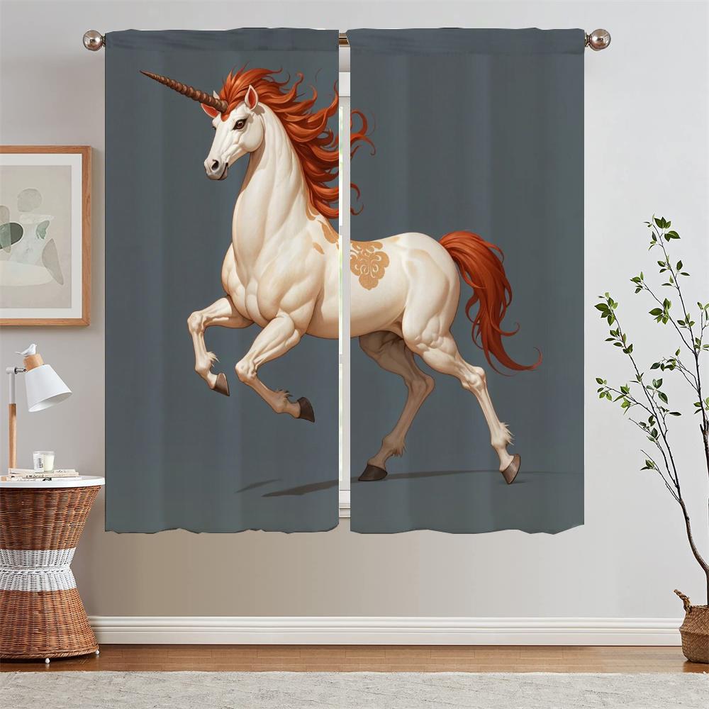 A Unicorn Horse Curtains for Bedroom Decoration Window Sheer Curtains for Living Room Blind Bathroom Curtain Tiebacks Partition