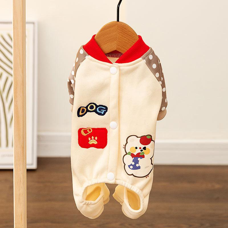 Autumn and winter thin cute bear striped puppy four-legged loungewear cat home air conditioner clothing pet clothes