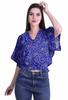 Moomaya Printed Boxy Sleeve Tops For Women V-Neck Elastic WaistA  Kimono Top