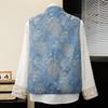 Women's Blue Brocade Jacquard Vest - New 2026 Chinese Style with Frog Buttons, Sleeveless Elegance for Spring