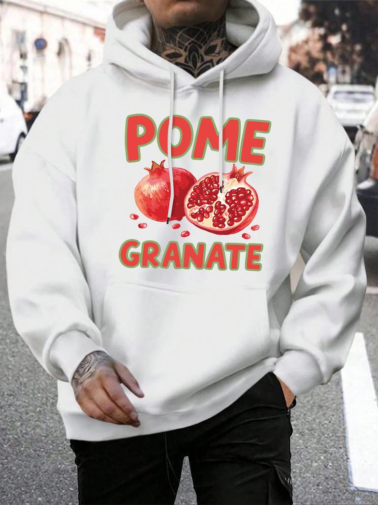 Pome Granate Fresh Fruit Printing Men Hoodies Hip Hop Loose Man Hoody Autumn Fleece Streetwear Casual Pocket Male Clothing
