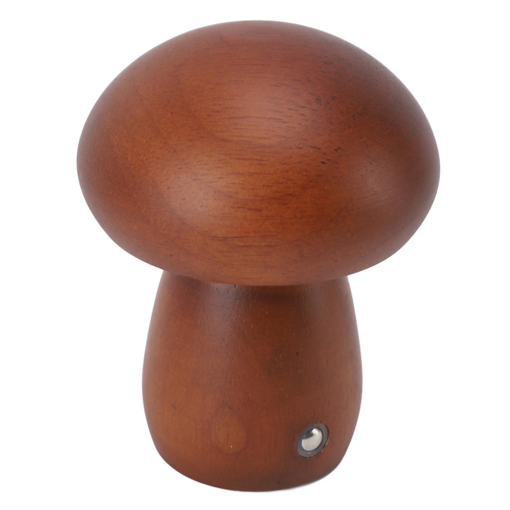 Small Wood Mushroom Lamp USB Charging Cordless Bedside Touch Lamp Portable Dimmable Table Lamp for