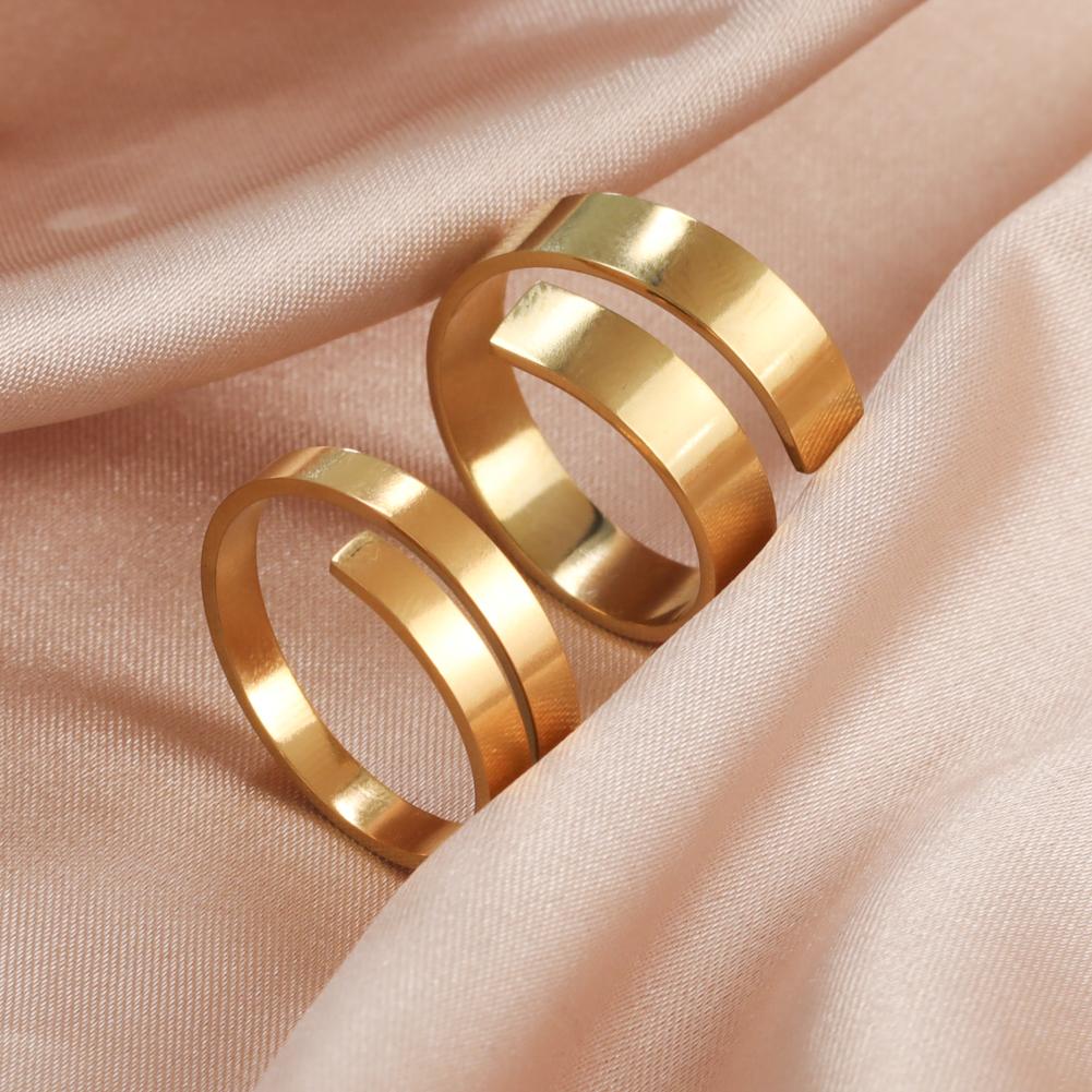 Minimalist Silver Open Ring Women Stainless Steel Adjustable Finger Ring Geometric Jewelry Valentine's Gift
