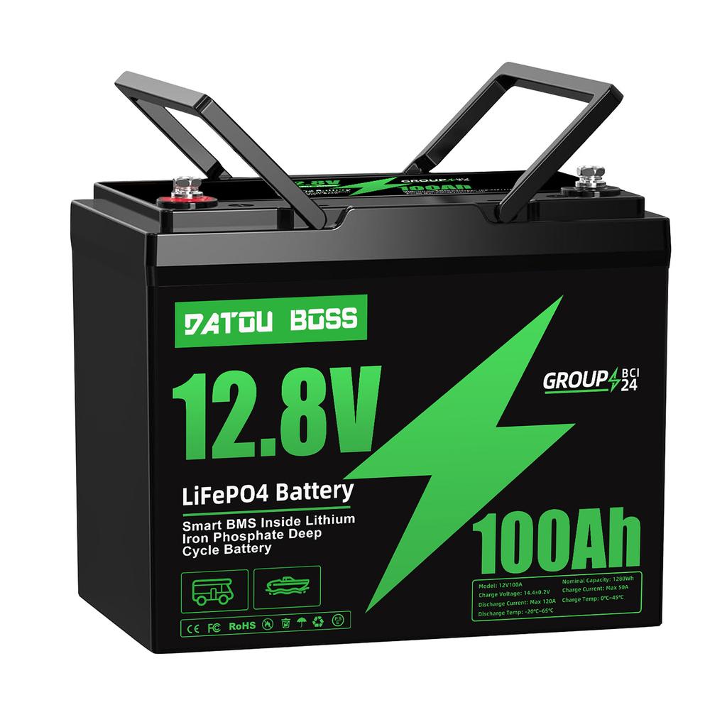 Datouboss 12V 100AH  Lifepo4 Batterie Solaire Lithium Battery Pack Storage for  RV/ Solar System/Trolling Motor/camper