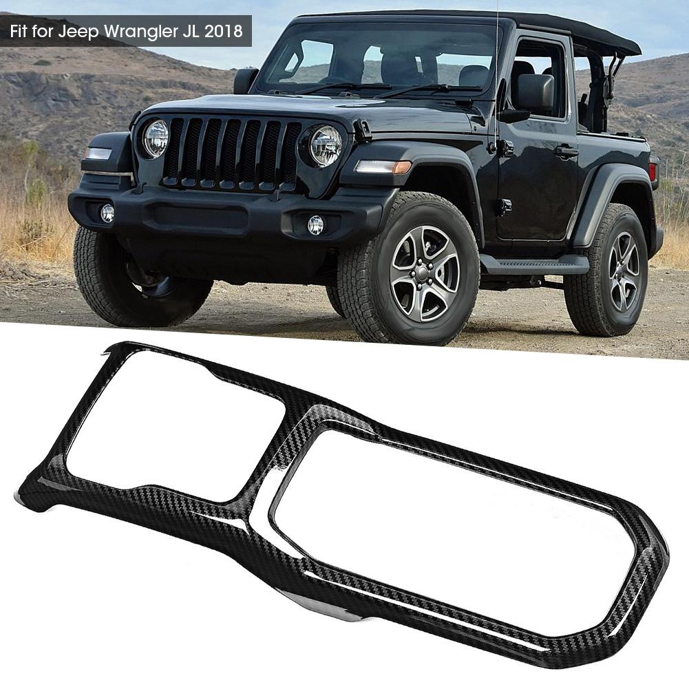 Dekorleiste Abdeckung Rahmen für Schalthebel im Carbonfaser-Stil passend für Jeep Wrangler JL 2018