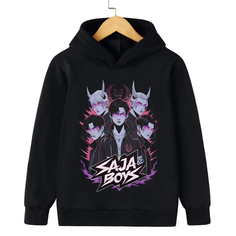 

Аниме K-pop Охотники на демонов Saja Мальчики Толстовки с длинным рукавом Повседневная толстовка Харадзюку Пуловер Подарок для фанатов Детские толстовки с капюшоном для мальчиков 130