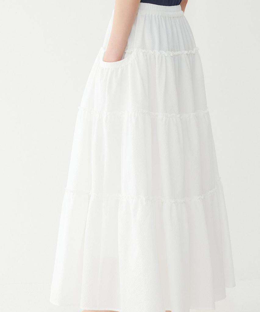 STUDIO TOMBOY Side Pocket Tiered Elastic Skirt_White 9106232210