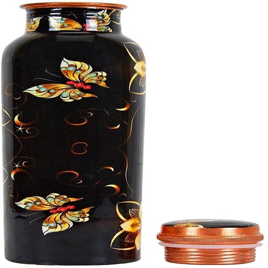 Bouteille design sans soudure, hermétique, en cuivre pur avec impression, 1 litre