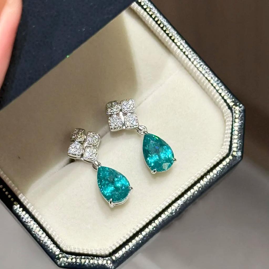 Elegantní intarzie lehký luxus nové v náušnice kapka vody z drahokamu Paraiba pro ženy náhrdelník móda jemný styl šperky sady