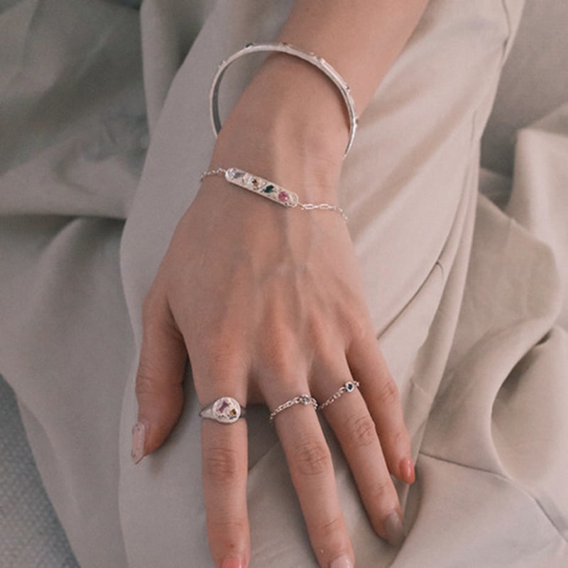 

studio curve Stone bar bracelet green