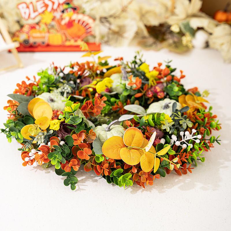 Wunderschöner 40 cm Eukalyptus-Kürbiskranz für traditionelle Thanksgiving-Dekoration