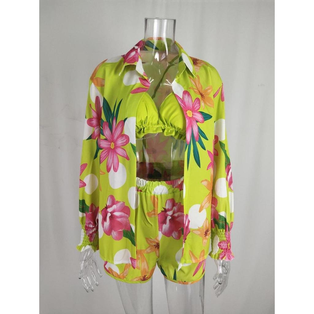 Women's Sexy Three Piece Suit,Beach Fashion Shorts Suit
