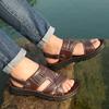 Fashion Summer Men's Brand Soft and Breathable Men's Sandals Black Leather Sandals Men's Outdoor Brown Beach Sandals for Men