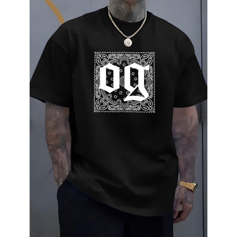 

European Sizes Summer New Casual Versatile Streetwear OG Letter Print Round Neck T-Shirt XXXXXL чорний