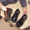 Wind versatile women's 2025 spring new lace-up skirt college style small leather shoes single