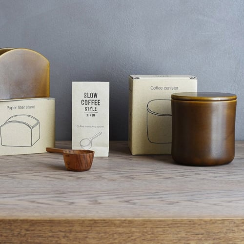 KINTO SCS Coffee Canister, 600ml, Brown, Coffee Bean Storage Container, Microwave and Dishwasher Safe, Gift, 27669