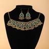 Elegant European Retro Gemstone Necklace & Earrings Set