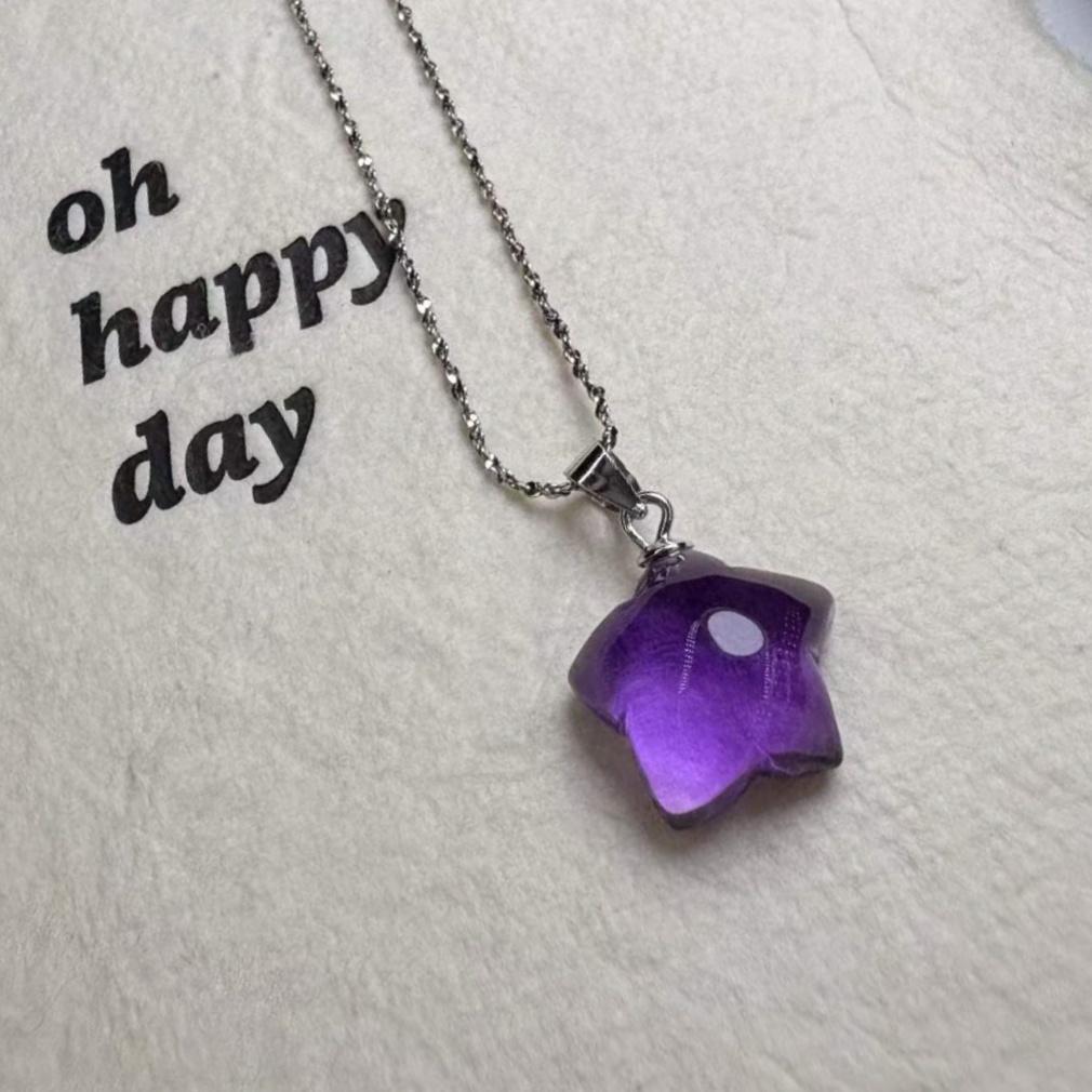 Hot Sale 925 Silver High Quality Healing Gemstone Crystal Crafts Natural Stone Amethyst Star Pendant for Jewelry Gifts