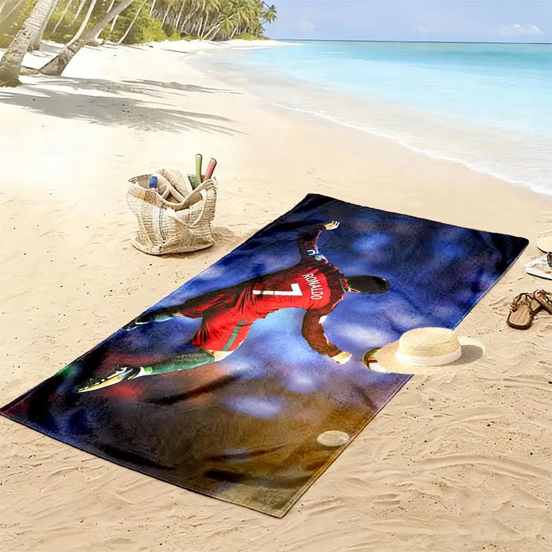 Fußball Ronaldo Druck Strandtuch, Großes Weiches Schnelltrocknendes Handtuch für Strand Camping Schwimmen
