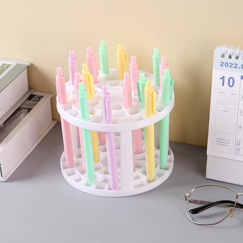 1Pcs Multi Hole Plastic Pencil Storage Rack Makeup Brush Holder For Desk Office Makeup Artist Classroom Stationery Storage