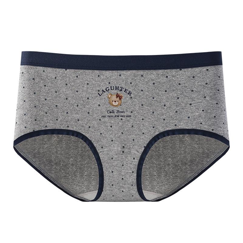 Damen Frühling und Herbst Baumwolle 10A Antibakteriell Hautfreundlich Bär College Stil Taille Dreieck Slip