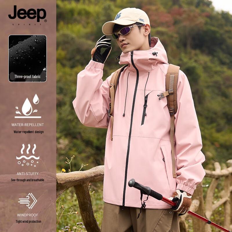 JEEP SPIRIT Unisex Outdoor Hooded Waterproof Jacket L