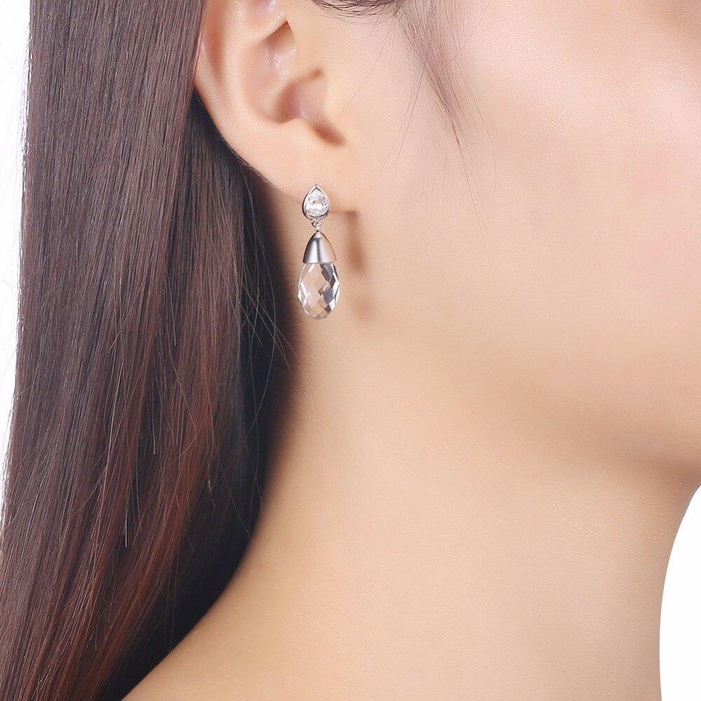 Lekani Cristais Joias de Casamento Brincos Reais de Prata S925 Gota D'água Para Mulheres Festa Moda Piercing Joias