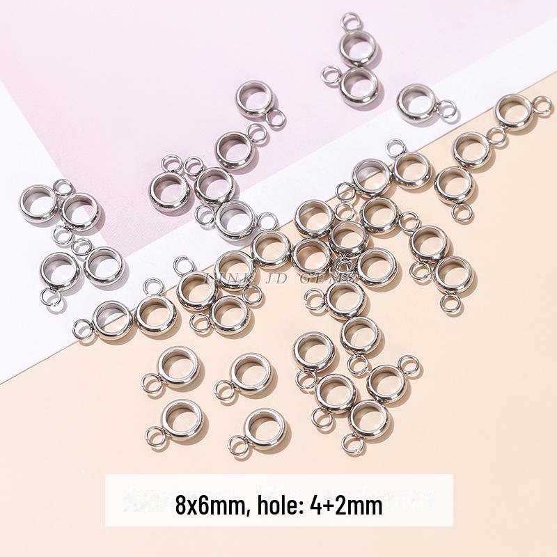 Jingde Stainless Steel Hammer Bamboo Tube Spacer Beads & O Buckle DIY Jewelry Accessories.