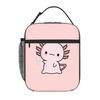 1 Piece Portable Lunch Container Cute Axolotl Salute Zipper Closure Durable Pocket Axolotls For Lunch Box Bag