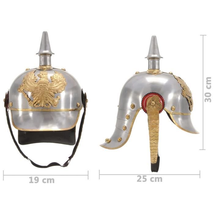 VidaXL Casque prussien allemand antique pour GN Argenté Acier