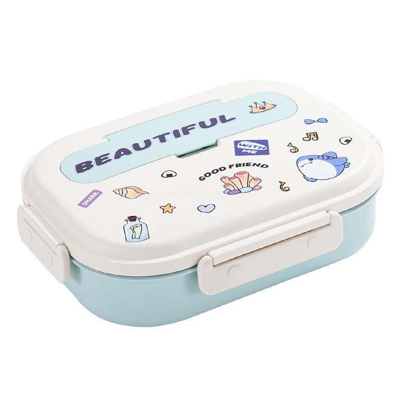Boîte à lunch Bento pour enfants, à couvercle rabattable, en acier inoxydable 316, compatible micro-ondes, avec compartiments pour les aliments, à décorer soi-même et décorée de dessins animés.