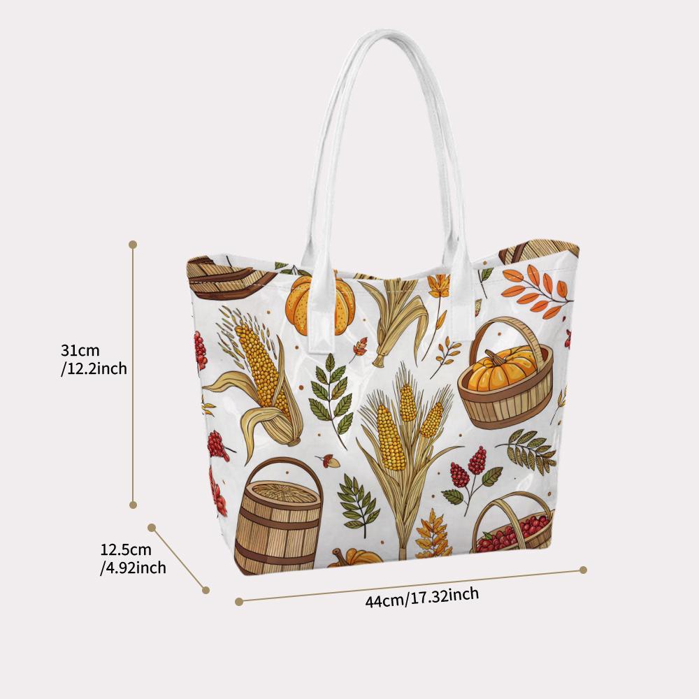 Autumn Pumpkin Tote Bag Fashion Casual Handbag for Daily Shopping Portable Large Capacity Harvest Style Shoulder Bag