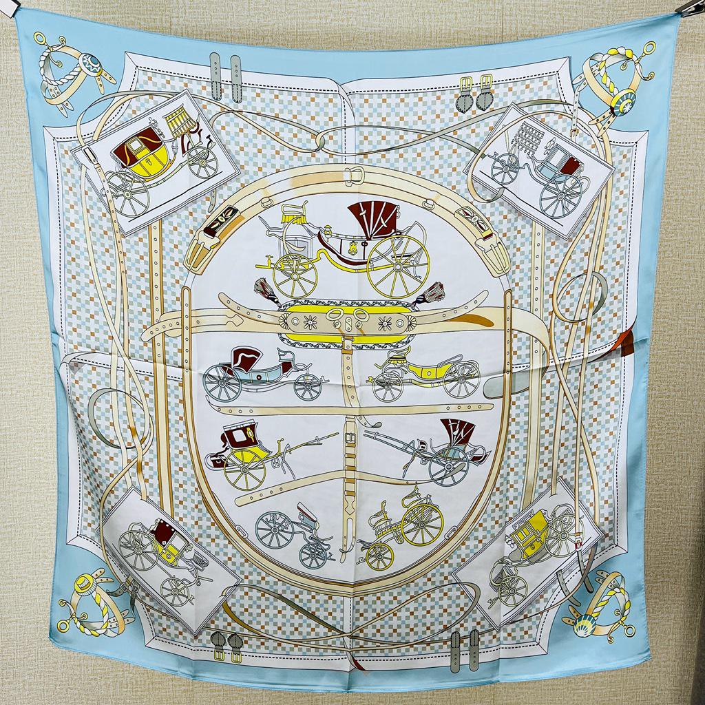 Guochao Lotus Landscape 100% Mulberry Silk Scarf - Versatile Women's Square Shawl