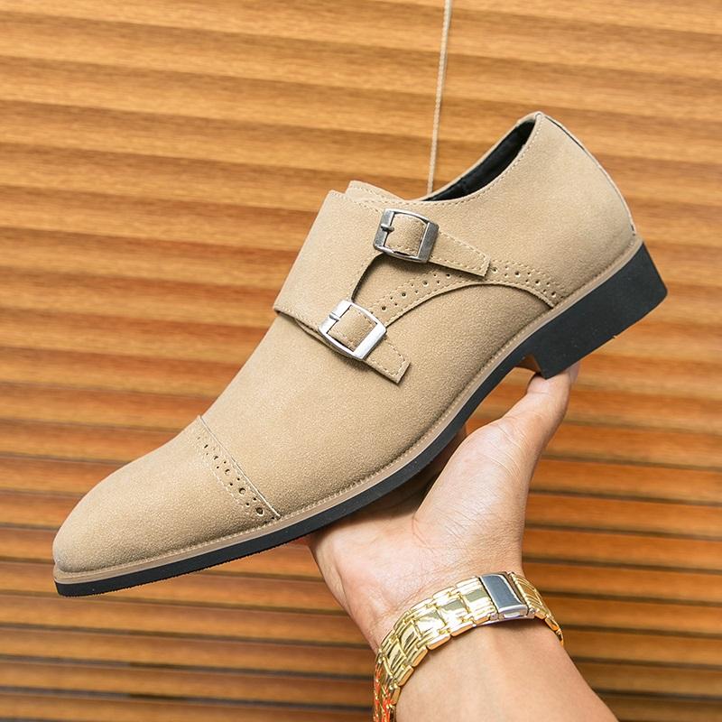 Fashion Men's Pointed Retro Monk Strap Loafter Patent Leather Casual Shoes Luxury Designer Male Formal Wedding Dress Homecoming Footwear