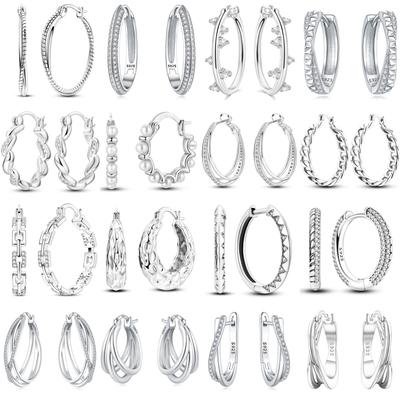 925 Silver Minimally Staggered Circular Earrings Jewelry Versatile Hoop Earrings For Women Jewelry Birthday Party Gifts