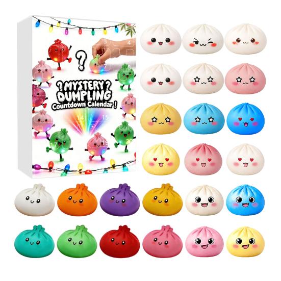 

Dumpling Squeeze Toy Countdown Calendar Cartoon Steamed Bun Stress Relief Fidget Toy 24 Days Countdown Box Party Favors B