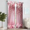 2 Pcs, Versatile Polyester Transparent Curtains for Home Decoration Pink Floral for Use In Bedrooms and Living Rooms
