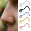 5 Pcs Fashion Hollow Heart Stainless Steel Nose Studs For Women Nostril Piercing Screw Type Body Jewelry