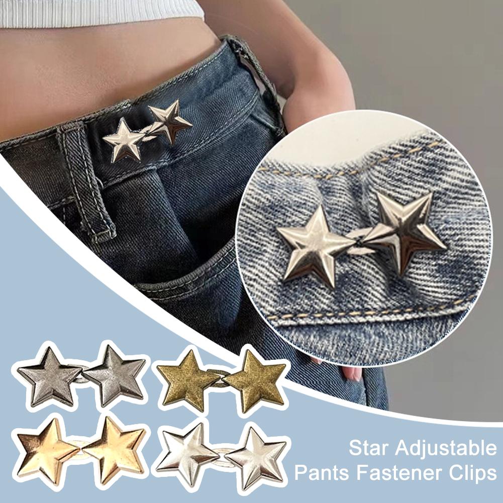 Removable Metal Star No Sewing Jean Buttons For Loose Tightener Jeans Buckles Instant Button Pi L3Q7