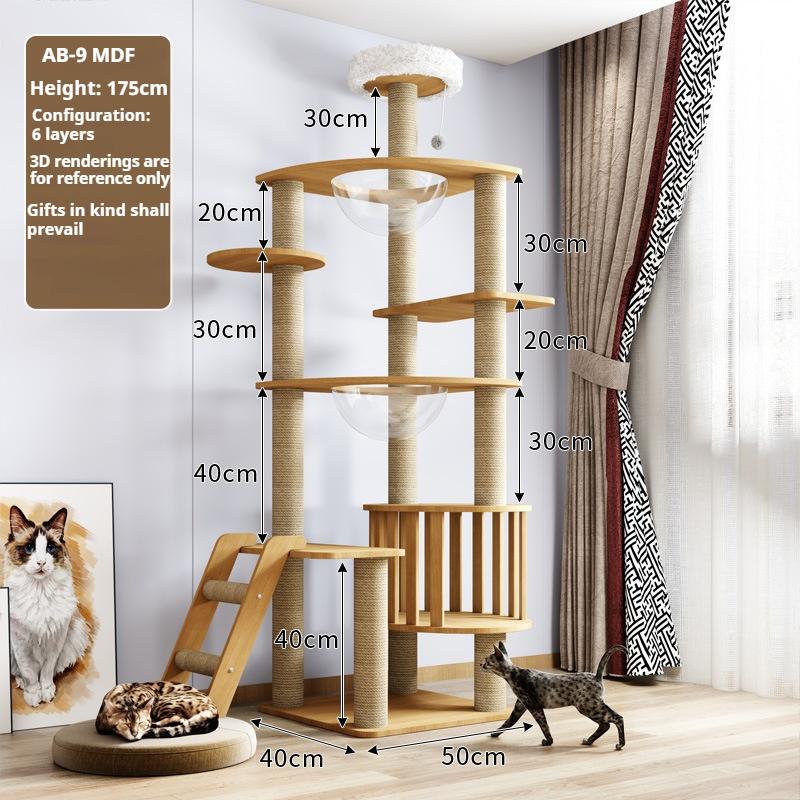 Multi-Level Cat Climbing Frame For Indoor With Scratching Posts Scratching Boards Perches Caves Large Cat Tree Tall Cats Tower