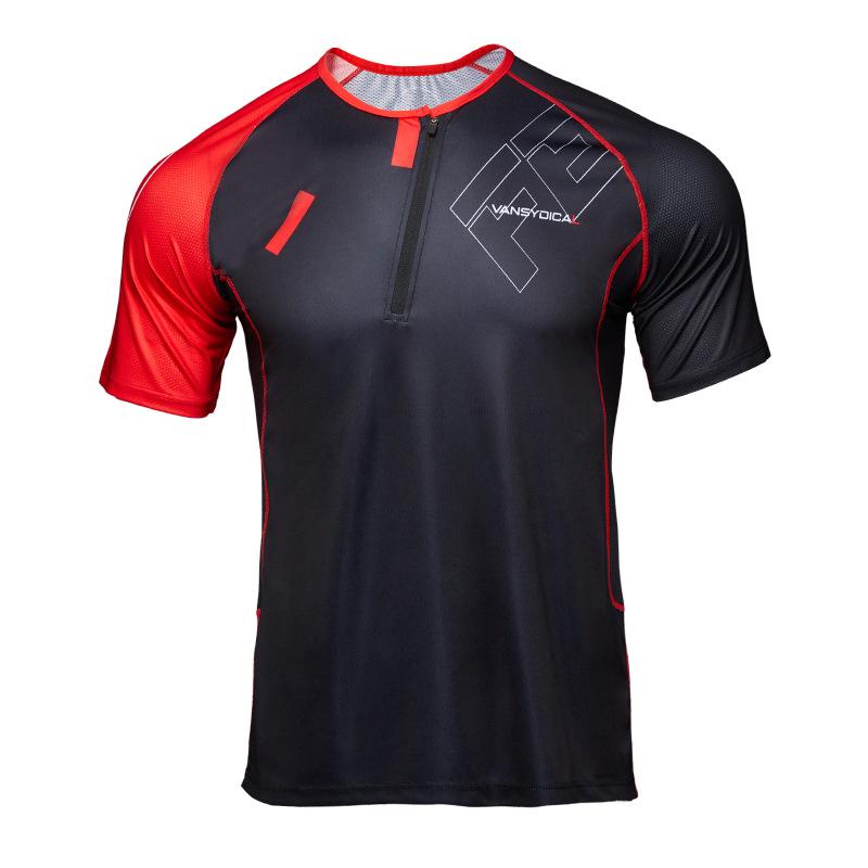 

Унисекс быстросохнущая футболка для бега с цветными блоками и молнией до середины груди Double Extra Large