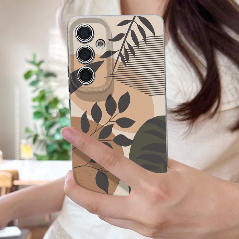 Abstract Geometry Style Case For Samsung S26 S25 S24 Ultra S23 S22 S21 FE A15 A16 A17 A35 A36 A37 A54 A55 A56 A57 5G Leather Texture Soft Cover