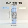 1PC Owl Inside Tree Hollow Sketch Print 750ml Color Plastic Sports Water Bottle Leakproof Flip Straw Lid Suitable for Sports Office Home Use