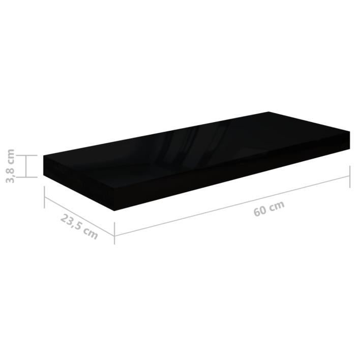 VidaXL Floating Wall Shelf High Gloss Black 60x23.5x3.8 Cm MDF